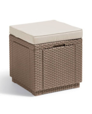 Keter Pouf de rangement Cube avec coussin Cappuccino | Mobilier & Déco