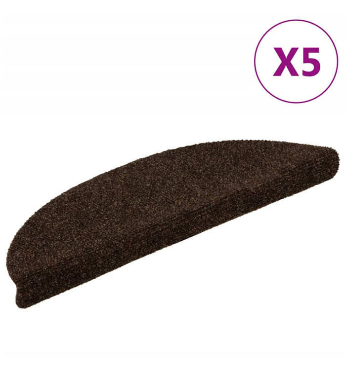 Tapis autoadhésifs de marches 5 pcs Marron 56x17x3cm Aiguilleté | Mobilier & Déco