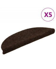 Tapis autoadhésifs de marches 5 pcs Marron 56x17x3cm Aiguilleté | Mobilier & Déco