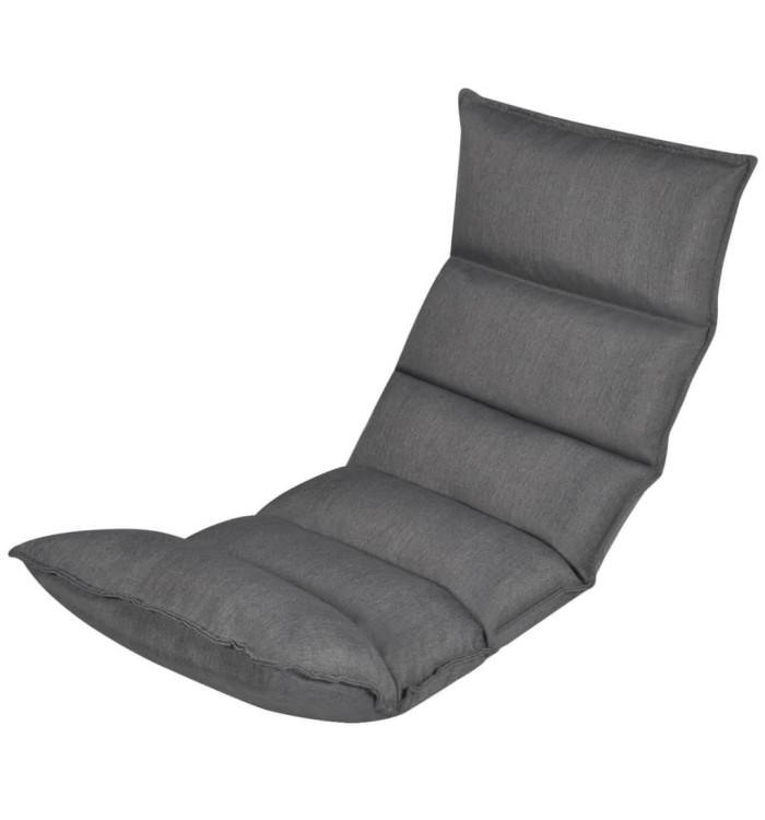Chaise longue pliable de sol Gris Tissu | Mobilier & Déco