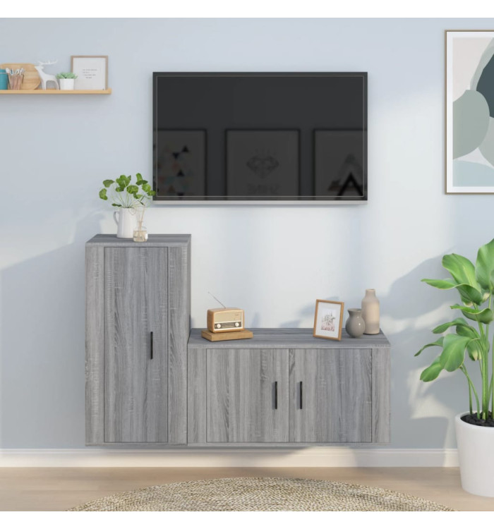 Ensemble de meubles TV 2 pcs Sonoma gris Bois d'ingénierie | Mobilier & Déco