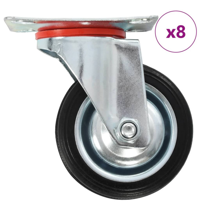 8 pcs Roulettes pivotantes 75 mm | Mobilier & Déco