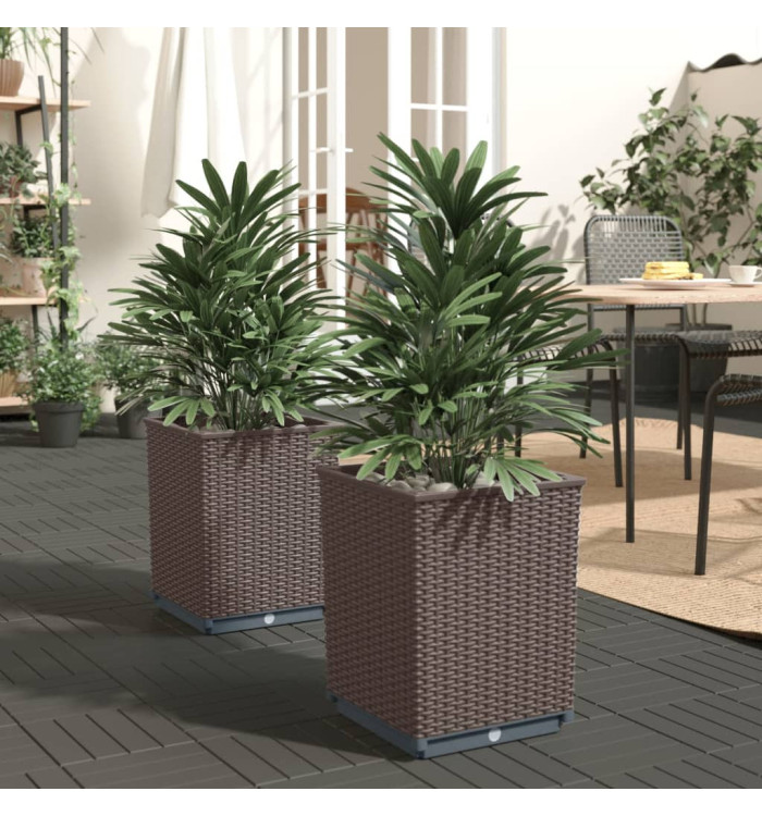 Jardinières 2 pcs marron 30x30x37 cm polypropylène | Mobilier & Déco