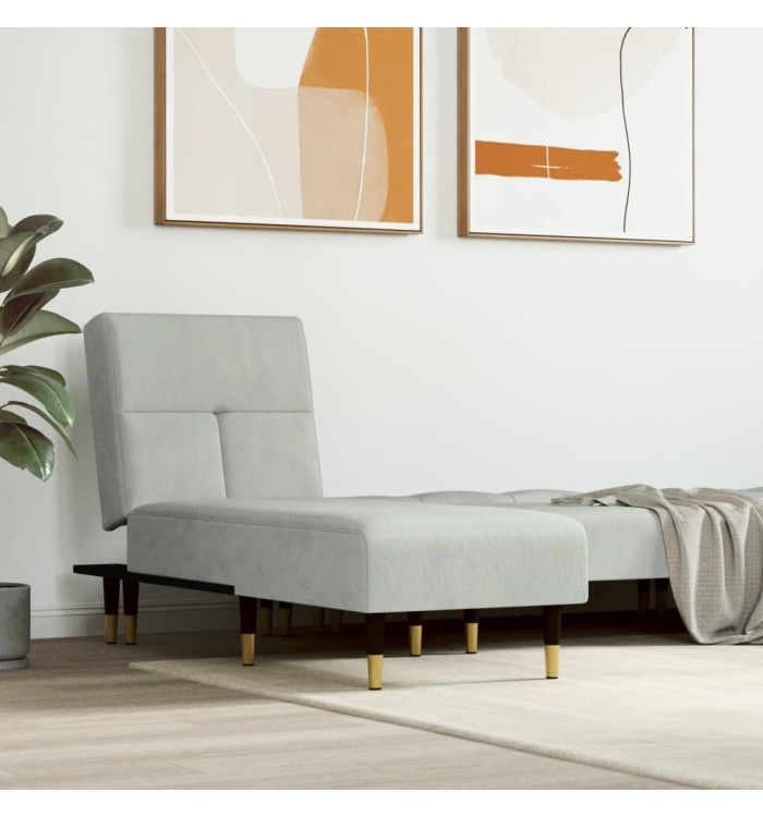 Chaise longue gris clair velours | Mobilier & Déco