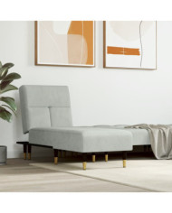 Chaise longue gris clair velours | Mobilier & Déco