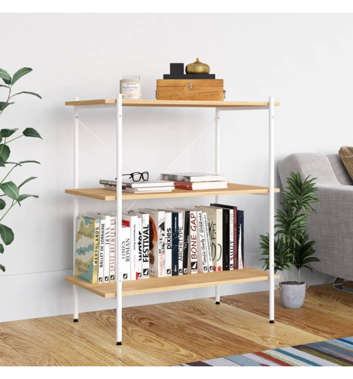 Étagère à 3 niveaux Blanc et chêne 80x40x92 cm | Mobilier & Déco