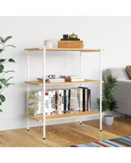 Étagère à 3 niveaux Blanc et chêne 80x40x92 cm | Mobilier & Déco