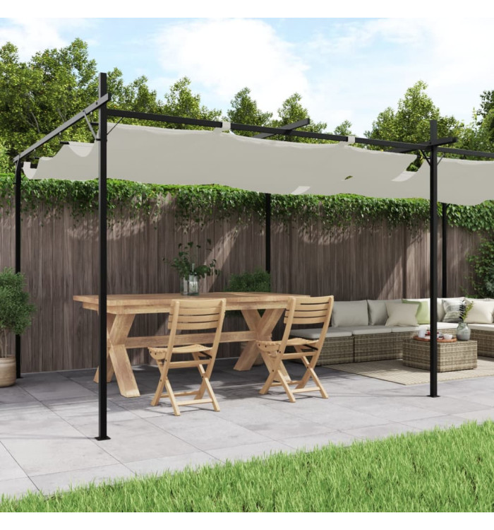 Pergola avec toit rétractable crème 589x292x230 cm | Mobilier & Déco