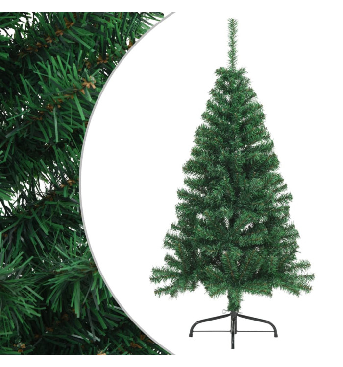 Sapin de Noël artificiel moitié avec support vert 120 cm PVC | Mobilier & Déco