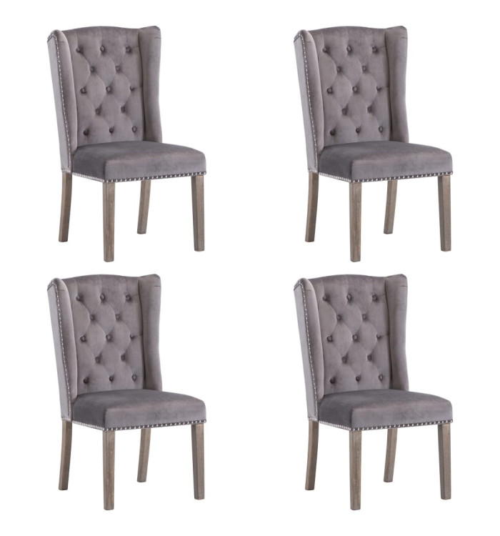 Chaises à manger lot de 4 gris velours | Mobilier & Déco