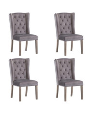 Chaises à manger lot de 4 gris velours | Mobilier & Déco