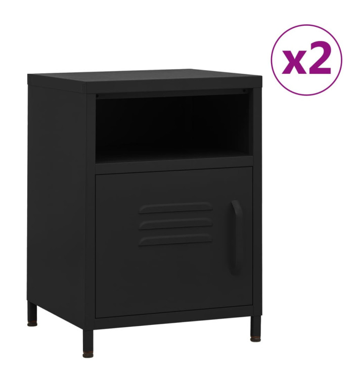 Tables de chevet 2 pcs Noir 35x35x51 cm Acier | Mobilier & Déco