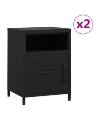 Tables de chevet 2 pcs Noir 35x35x51 cm Acier | Mobilier & Déco