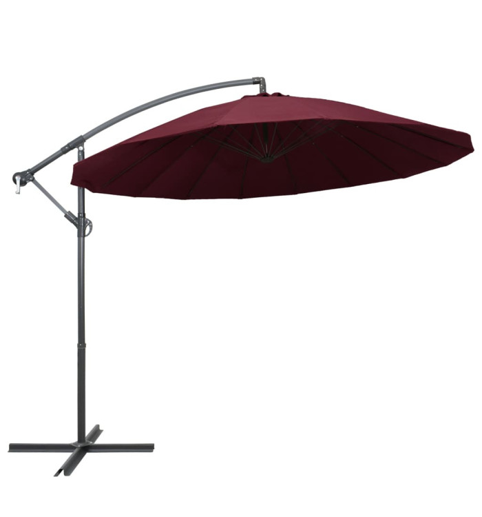 Parasol suspendu avec poteau bordeaux 3 m | Mobilier & Déco