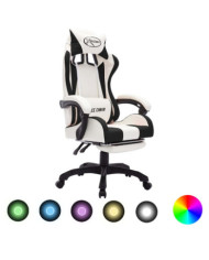 Fauteuil de jeux vidéo avec LED RVB Noir et blanc Similicuir | Mobilier & Déco