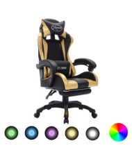 Fauteuil de jeux vidéo avec LED RVB Doré et noir Similicuir | Mobilier & Déco