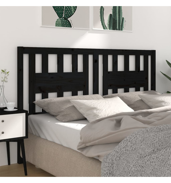 Tête de lit Noir 126x4x100 cm Bois massif de pin | Mobilier & Déco