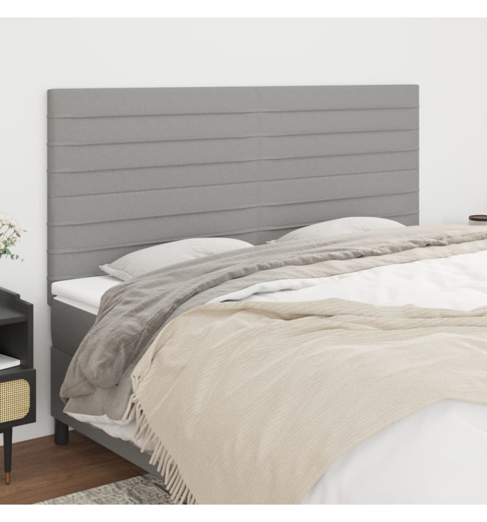 Têtes de lit 4 pcs Gris clair 100x5x78/88 cm Tissu | Mobilier & Déco