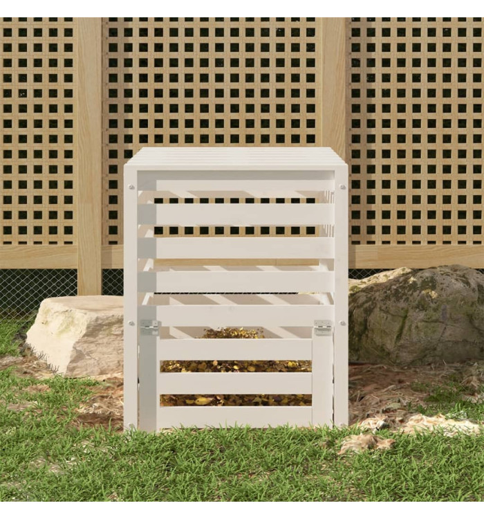 Composteur Blanc 63,5x63,5x77,5 cm Bois massif de pin | Mobilier & Déco