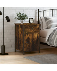 Table de chevet chêne fumé 40x42x60 cm bois d'ingénierie | Mobilier & Déco