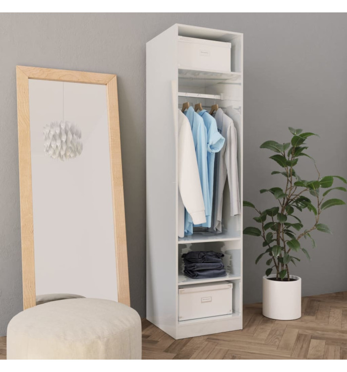 Garde-robe Blanc brillant 50x50x200 cm Bois d’ingénierie | Mobilier & Déco