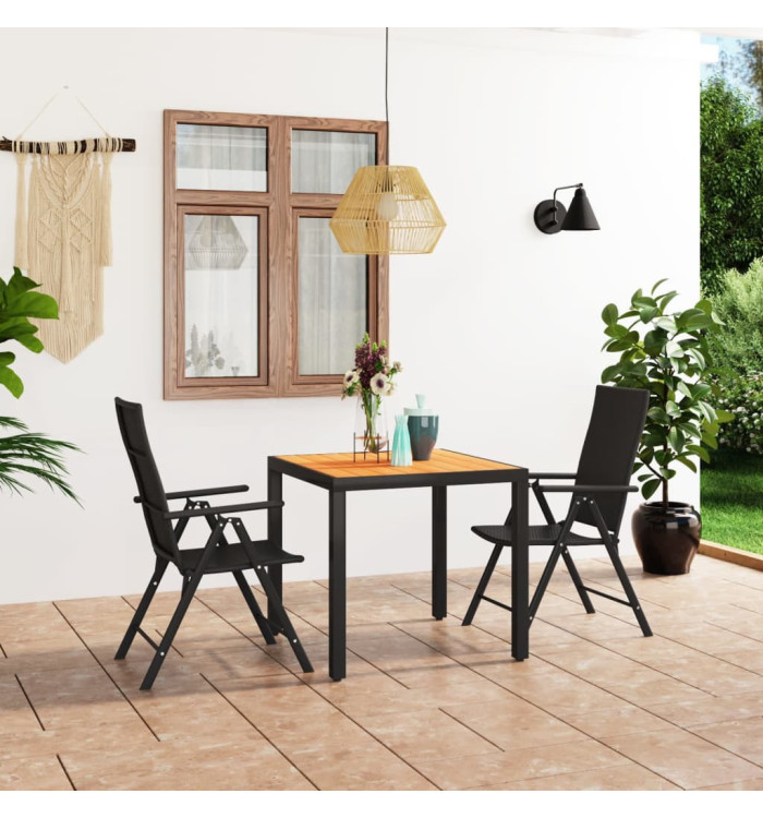 Ensemble à manger de jardin 3 pcs noir et marron | Mobilier & Déco