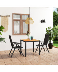 Ensemble à manger de jardin 3 pcs noir et marron | Mobilier & Déco