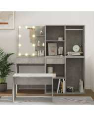 Ensemble de coiffeuse avec LED Gris béton Bois d'ingénierie | Mobilier & Déco