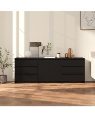 Buffets 3 pcs Noir Bois d'ingénierie | Mobilier & Déco