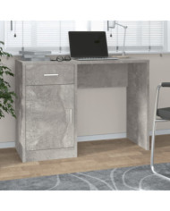 Bureau avec tiroir et armoire Gris béton 100x40x73 cm | Mobilier & Déco