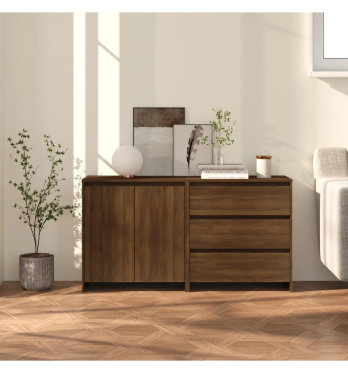 Buffets 2 pcs Chêne marron Bois d'ingénierie | Mobilier & Déco