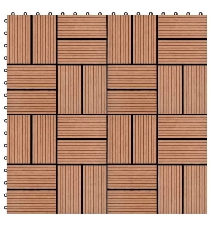 Carreau de terrasse 11 pcs WPC 30 x 30 cm 1 m² Marron | Mobilier & Déco