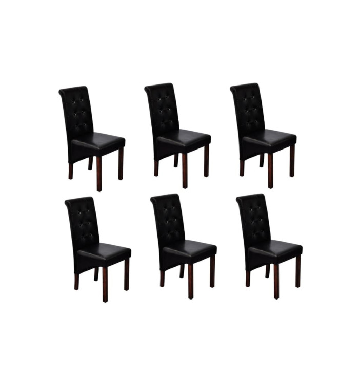 Chaises à manger lot de 6 noir similicuir | Mobilier & Déco