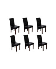 Chaises à manger lot de 6 noir similicuir | Mobilier & Déco