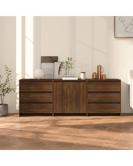 Buffets 3 pcs Chêne marron Bois d'ingénierie | Mobilier & Déco