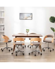 Chaises pivotantes à manger lot de 6 taupe bois courbé et tissu | Mobilier & Déco