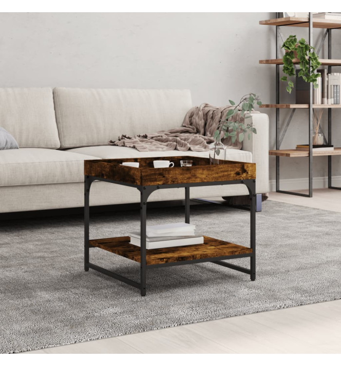 Table basse chêne fumé 49,5x49,5x45 cm bois d'ingénierie | Mobilier & Déco