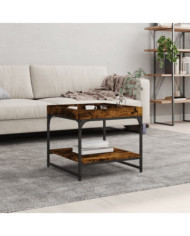 Table basse chêne fumé 49,5x49,5x45 cm bois d'ingénierie | Mobilier & Déco