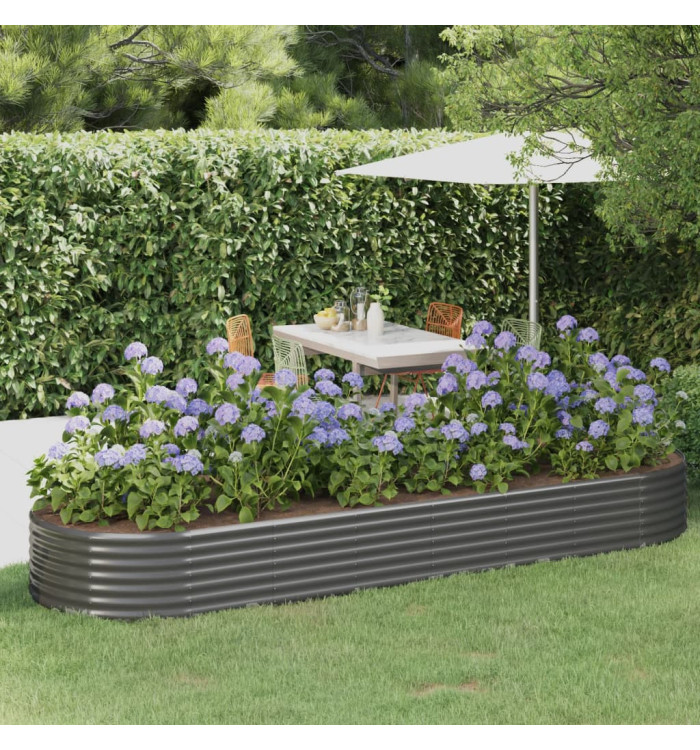 Lit surélevé de jardin Acier enduit de poudre 322x100x36cm gris | Mobilier & Déco