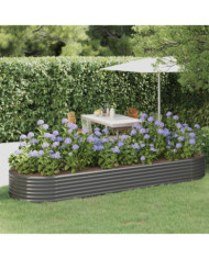 Lit surélevé de jardin Acier enduit de poudre 322x100x36cm gris | Mobilier & Déco