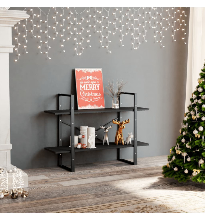 Bibliothèque à 2 niveaux gris 100x30x70 cm bois d'ingénierie | Mobilier & Déco