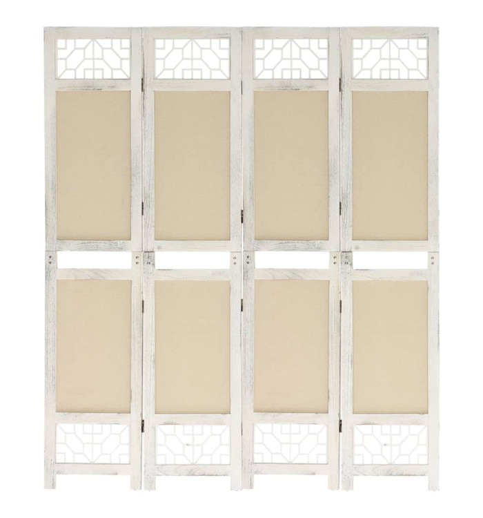 Cloison de séparation 4 panneaux Crème 140x165 cm Tissu | Mobilier & Déco