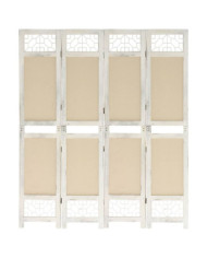 Cloison de séparation 4 panneaux Crème 140x165 cm Tissu | Mobilier & Déco