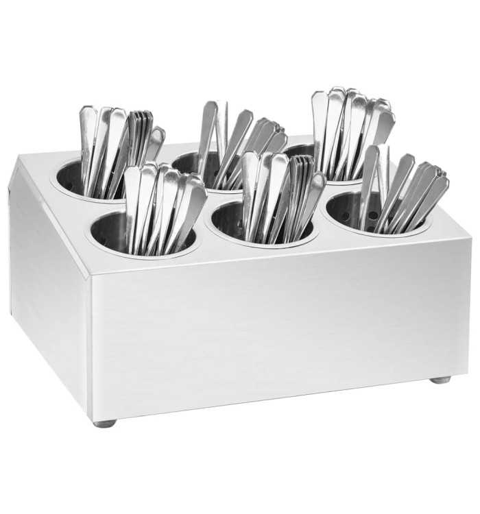Porte-couverts 6 grilles Carré Acier inoxydable | Mobilier & Déco