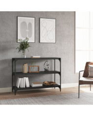 Bibliothèque Noir 100x33x70,5 cm Bois d'ingénierie et acier | Mobilier & Déco