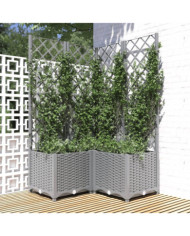 Jardinière avec treillis Gris clair 80x80x136 cm PP | Mobilier & Déco