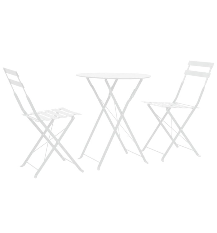 Mobilier de bistro 3 pcs Acier Blanc | Mobilier & Déco