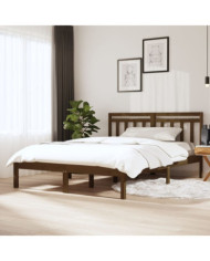 Cadre de lit sans matelas marron miel bois massif 120x200 cm | Mobilier & Déco