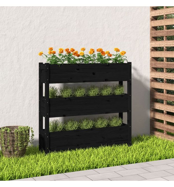 Jardinière Noir 112x25x104,5 cm Bois massif de pin | Mobilier & Déco