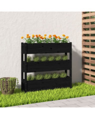 Jardinière Noir 112x25x104,5 cm Bois massif de pin | Mobilier & Déco